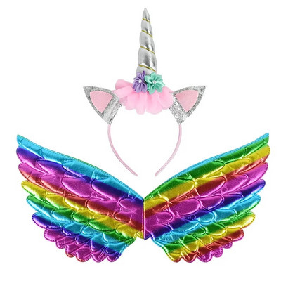 Banda pentru cap cu unicorn Zână Aripi de înger Cadou pentru copii Fete Curcubeu Unicorn Decor pentru petrecerea de ziua de naștere Accesorii pentru Cosplay Rechizite pentru Baby Shower
