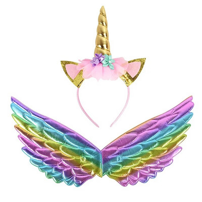 Banda pentru cap cu unicorn Zână Aripi de înger Cadou pentru copii Fete Curcubeu Unicorn Decor pentru petrecerea de ziua de naștere Accesorii pentru Cosplay Rechizite pentru Baby Shower