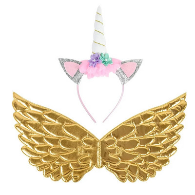 Banda pentru cap cu unicorn Zână Aripi de înger Cadou pentru copii Fete Curcubeu Unicorn Decor pentru petrecerea de ziua de naștere Accesorii pentru Cosplay Rechizite pentru Baby Shower