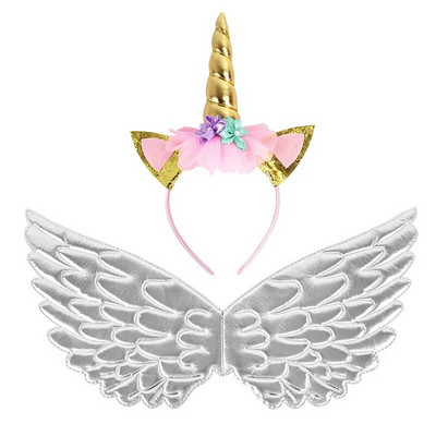 Banda pentru cap cu unicorn Zână Aripi de înger Cadou pentru copii Fete Curcubeu Unicorn Decor pentru petrecerea de ziua de naștere Accesorii pentru Cosplay Rechizite pentru Baby Shower