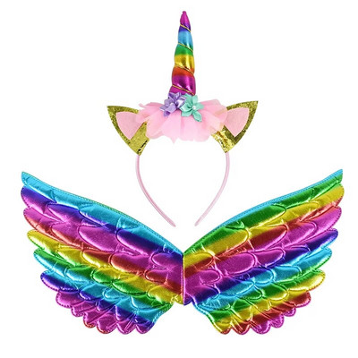 Banda pentru cap cu unicorn Zână Aripi de înger Cadou pentru copii Fete Curcubeu Unicorn Decor pentru petrecerea de ziua de naștere Accesorii pentru Cosplay Rechizite pentru Baby Shower