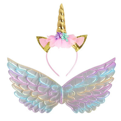 Banda pentru cap cu unicorn Zână Aripi de înger Cadou pentru copii Fete Curcubeu Unicorn Decor pentru petrecerea de ziua de naștere Accesorii pentru Cosplay Rechizite pentru Baby Shower