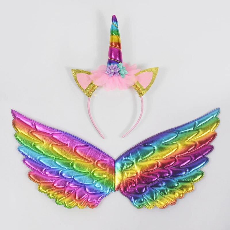 Banda pentru cap cu unicorn Zână Aripi de înger Cadou pentru copii Fete Curcubeu Unicorn Decor pentru petrecerea de ziua de naștere Accesorii pentru Cosplay Rechizite pentru Baby Shower