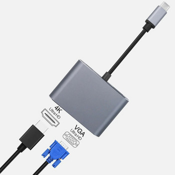 Type-C към HDMI-съвместим 4K VGA USB C 3.0 Hub адаптер за Mac Book iPad Nintend Sam sung S9 Dex Hua wei P20 xioa