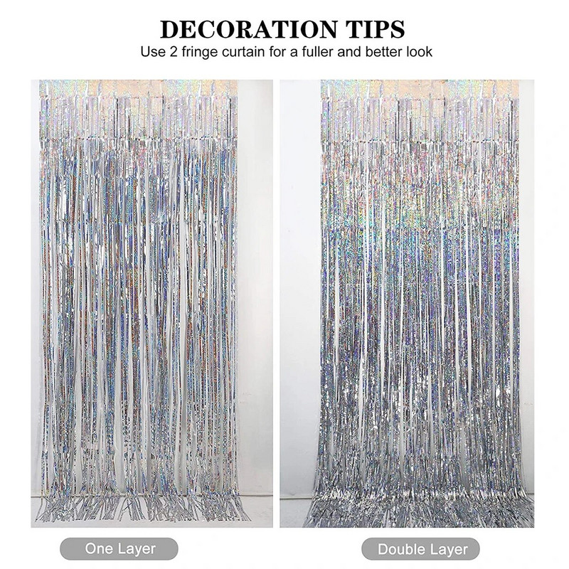 2vnt 2m metalinės folijos blizgučiai uždanga Berniukas Mergaitės gimtadienis Vestuvės Naujieji Metai Vakarėlio dekoravimas Baigimo kuto fonas