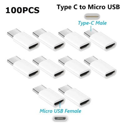 100 vnt OTG Type-c į mikro USB Type C į USB 3.0 moterišką adapterį Universalus mobiliojo telefono duomenų linijos įkrovimo keitiklis