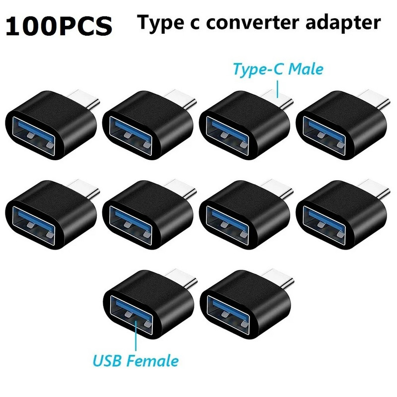 100 vnt OTG Type-c į mikro USB Type C į USB 3.0 moterišką adapterį Universalus mobiliojo telefono duomenų linijos įkrovimo keitiklis