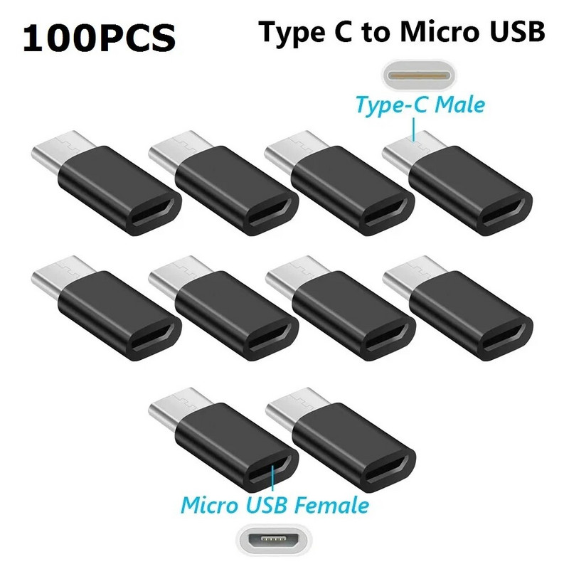 100 vnt OTG Type-c į mikro USB Type C į USB 3.0 moterišką adapterį Universalus mobiliojo telefono duomenų linijos įkrovimo keitiklis