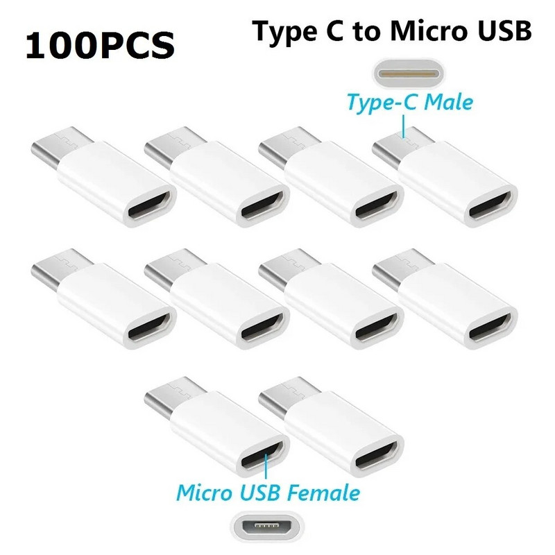 100 vnt OTG Type-c į mikro USB Type C į USB 3.0 moterišką adapterį Universalus mobiliojo telefono duomenų linijos įkrovimo keitiklis