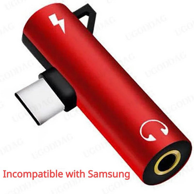 2 viename C tipo iki 3,5 mm lizdo ausinių garso adapteris, skirtas Macbook Pro Xiaomi Huawei USBC į 3,5 mm ausinių įkrovimo keitiklį