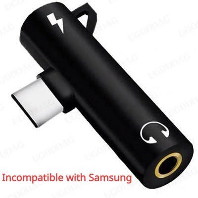 2 viename C tipo iki 3,5 mm lizdo ausinių garso adapteris, skirtas Macbook Pro Xiaomi Huawei USBC į 3,5 mm ausinių įkrovimo keitiklį