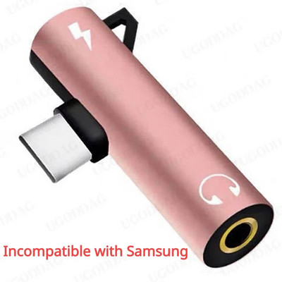 2 viename C tipo iki 3,5 mm lizdo ausinių garso adapteris, skirtas Macbook Pro Xiaomi Huawei USBC į 3,5 mm ausinių įkrovimo keitiklį