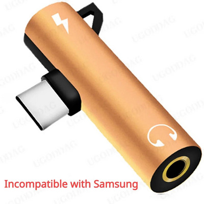 2 viename C tipo iki 3,5 mm lizdo ausinių garso adapteris, skirtas Macbook Pro Xiaomi Huawei USBC į 3,5 mm ausinių įkrovimo keitiklį