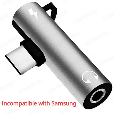 2 viename C tipo iki 3,5 mm lizdo ausinių garso adapteris, skirtas Macbook Pro Xiaomi Huawei USBC į 3,5 mm ausinių įkrovimo keitiklį