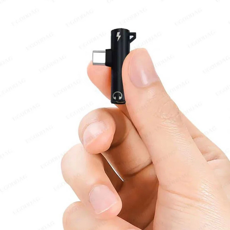 2 viename C tipo iki 3,5 mm lizdo ausinių garso adapteris, skirtas Macbook Pro Xiaomi Huawei USBC į 3,5 mm ausinių įkrovimo keitiklį
