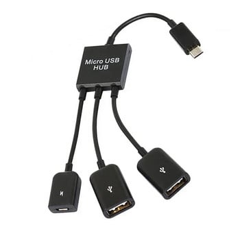 Προσαρμογέας καλωδίου USB OTG 3 σε 1 Προσαρμογέας Micro USB HUB με φόρτιση τροφοδοσίας 3 θυρών Καλώδιο υποδοχής OTG Καλώδιο επέκτασης τύπου C