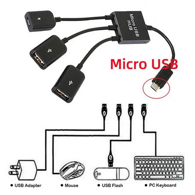 3 u 1 USB OTG kabelski adapter Micro USB HUB adapter s 3 priključka za napajanje OTG host kabelski kabel Tip C produžni adapter