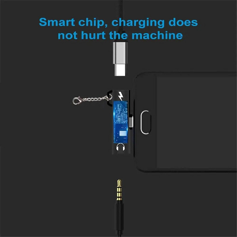 2 viename C tipo iki 3,5 mm lizdo ausinių garso adapteris, skirtas Macbook Pro Xiaomi Huawei USBC į 3,5 mm ausinių įkrovimo keitiklį
