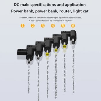 Type-C към DC3.0*1.1/3.5*1.35/4.0*1.7/4.8*1.7/5.5*2.1/5.5*2.5 преобразувател адаптер 12v/15v/19.5v лакътен адаптер за електрически инструмент