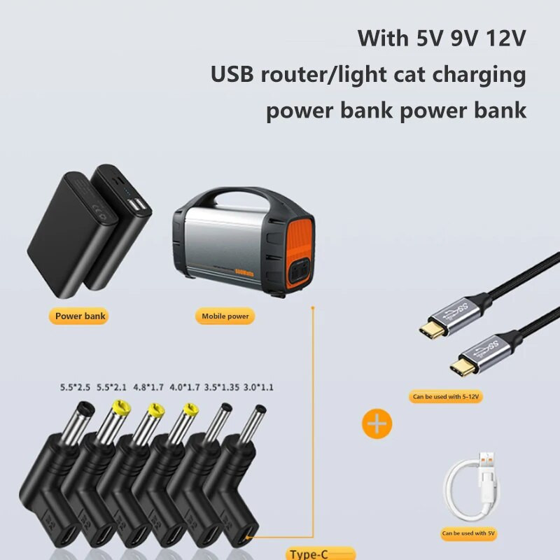 Tip-C la DC3.0*1.1/3.5*1.35/4.0*1.7/4.8*1.7/5.5*2.1/5.5*2.5 Adaptor convertor 12v/15v/19.5v Adaptor cot pentru unealtă electrică