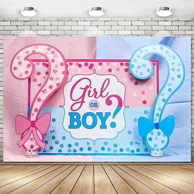 Ggender Reveal Backdrop Photocall Ggender Reveal Party Banner Background Happy Birthday Pary Decor Kids Boy Girl Baby Shower