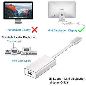 Nku USB-C към Mini DP конвертор USB 3.1 Type C Thunderbolt 3 към Mini DisplayPort 4K60HZ адаптерен кабел за лаптоп Macbook Pro