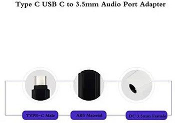 Съвместим с Google Pixel 3/3XL 6T/7/7Pro USB тип C мъжки към женски 3,5 мм жак за слушалки, аудио адаптер с висока разделителна способност