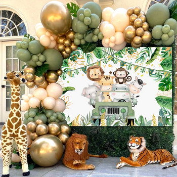 Ζούγκλα Ζώα με φόντο Ζούγκλα Διακόσμηση για πάρτι Wild One Safari Birthday Decorations Baby Shower Boy Gril 1st Birthday