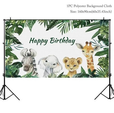 Džungliloomad Taust Džunglipeokaunistus Metsik Safari Sünnipäevakaunistused Baby Shower Boy Gril 1. Sünnipäeva taust