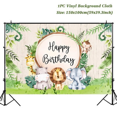 Džungliloomad Taust Džunglipeokaunistus Metsik Safari Sünnipäevakaunistused Baby Shower Boy Gril 1. Sünnipäeva taust