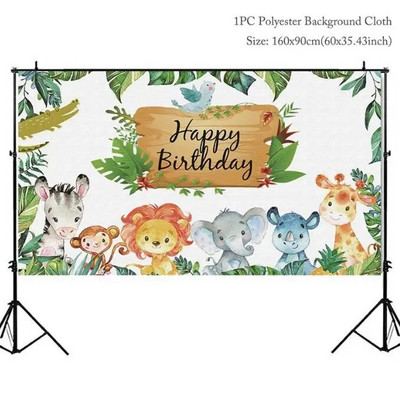 Džungliloomad Taust Džunglipeokaunistus Metsik Safari Sünnipäevakaunistused Baby Shower Boy Gril 1. Sünnipäeva taust