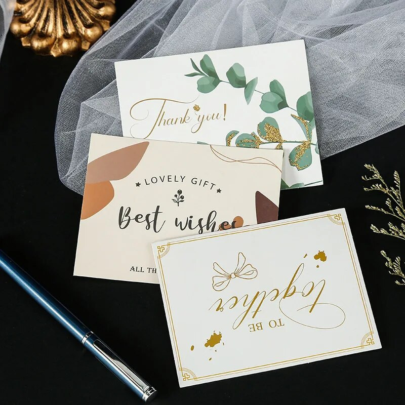 10PCS Mix Designs Hvala Razglednice Najljepše želje Preklopna kartica Poklon poruka Čestitka Rođendanska čestitka za vjenčanje Za cvjetni dekor