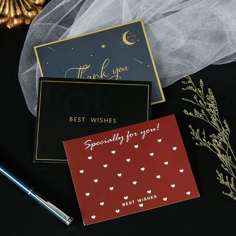 10PCS Mix Designs Hvala Razglednice Najljepše želje Preklopna kartica Poklon poruka Čestitka Rođendanska čestitka za vjenčanje Za cvjetni dekor