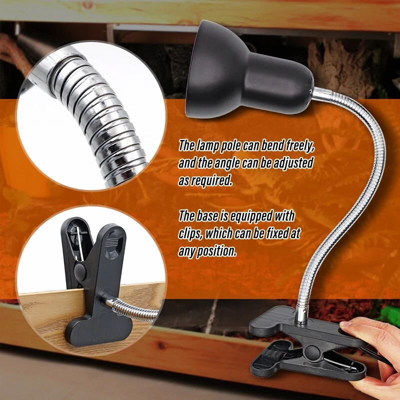 220V Naminių gyvūnėlių roplių šildymo lempa E27 Užsegamas lempos laikiklis Vėžlys kaitinantis UV lemputes Šildymo lempa Varliagyviai reguliuoti temperatūrą