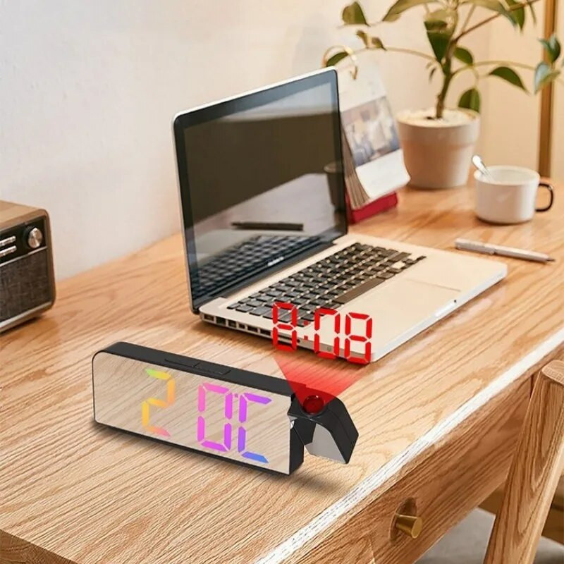 180° käega digitaalne projektsioon äratuskell öörežiim väljalülitus mälu lauakell 12h/24h magamistoa elektrooniline LED-kell