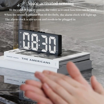 Ξυπνητήρι LED Ηλεκτρονικό Φωνητικό Ψηφιακό Ρολόι Φοιτητής Διπλή αναβολή 12/24 ωρών Διπλοί συναγερμοί Θερμοκρασία Σίγαση Επιτραπέζιο ρολόι