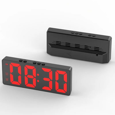 LED žadintuvas Elektroninis studentų skaitmeninis laikrodis valdymas balsu Dvigubas snaudimas 12/24h Dvigubi žadintuvai Temperatūra Nutildyti stalo laikrodis