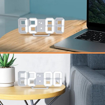 3D LED цифров будилник Стенен часовник, настолен будилник, час/дата/температура за дома/кухнята/офиса