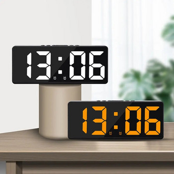 Цифров будилник, настолен часовник за спалня, LED часовник с температура, електронна маса, дисплей за дата и голям екран, домашен декор