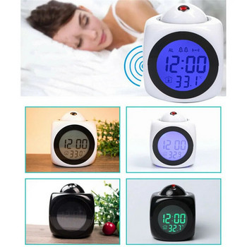 Цифров будилник LCD Творчески проектор Време Температура Бюро Час Дисплей за дата Проекция USB Зарядно Домашен часовник Таймер