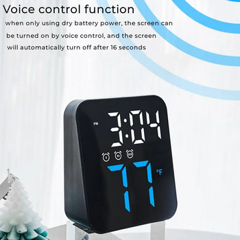 Φωνητικός έλεγχος Ξυπνητήρι Θερμοκρασία LED Ψηφιακά ρολόγια Νυχτερινή λειτουργία 12/24 ωρών Λειτουργία κατά της διαταραχής Ηλεκτρονικό ρολόι τοίχου