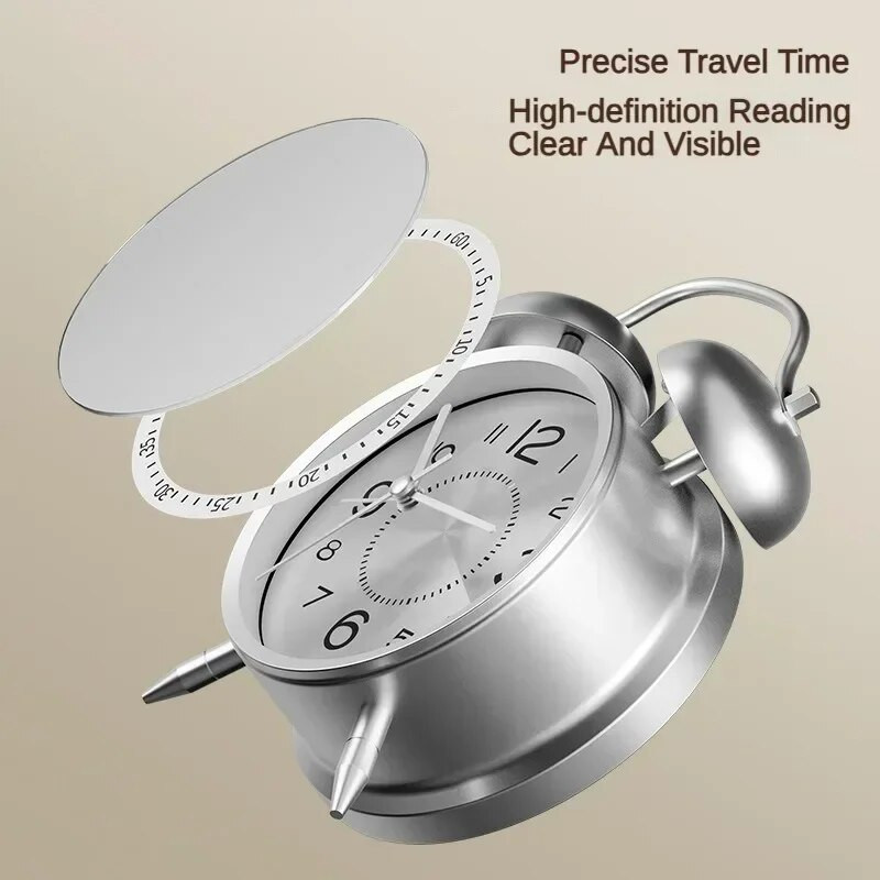 Hangos ébresztőóra erősen alvóknak, felnőtteknek Retro 4,5 hüvelykes csendes kvarc éjszakai fénnyel, ikercsengős analóg gyerek ébresztőórákkal