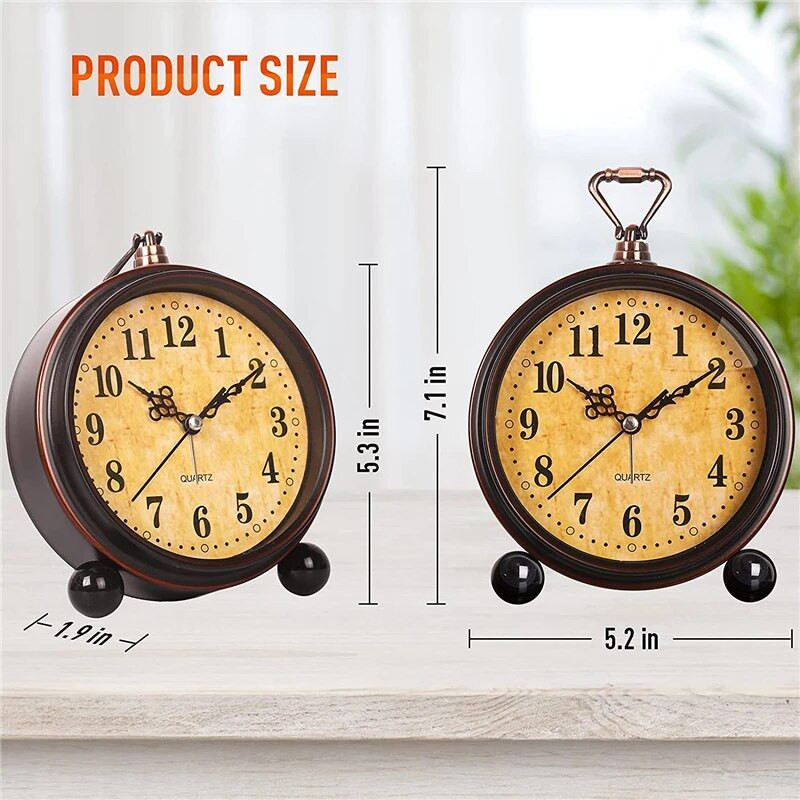 Senovinis pakabinamas baterinis žadintuvas Metalinis naktinis apšvietimas Itin tylus stalinis stalas Kvarcinis laikrodis Miegamojo lovos stalo lentyna