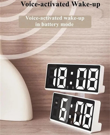 Ψηφιακό Ξυπνητήρι LED Καθρέφτης Διπλό Ξυπνητήρι Ρολόι δίπλα στο κρεβάτι Θερμοκρασία Αναβολή Ηλεκτρονικό ρολόι Ένδειξη ημερομηνίας