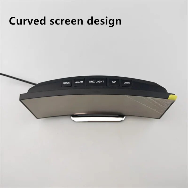 LED didelio lenkto ekrano krištolinis laikrodis Daugiafunkcis elektroninis žadintuvas Kūrybiškas prie lovos tylus laikrodis interjero dekoravimas