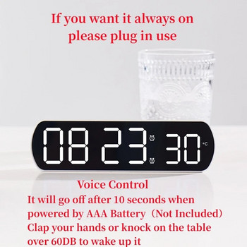Φωνητικός έλεγχος Ψηφιακό Ξυπνητήρι TEMP Χρονοδιακόπτης ημερομηνίας Coutdown Νυχτερινή λειτουργία Τύπος-C USB 12/24H Λειτουργία κατά των ενοχλήσεων 2 Ξυπνητήρια Ρολόι LED