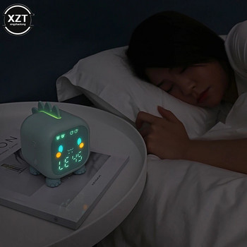 Забавен сладък будилник за деца Динозавър Цифров будилник Нощна лампа Нощно шкафче Настолен Детски тренажор за сън Часовник за събуждане
