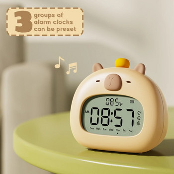 Παιδικό ρολόι LED δίπλα στο κρεβάτι Παιδικό ξυπνητήρι Παιδικό γυμναστήριο Ύπνου Οθόνη θερμοκρασίας με επαναφορτιζόμενο χειριστήριο Digital Cute Capybara