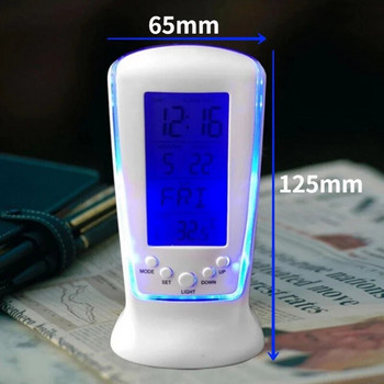 Творчески подаръци Мини малък будилник LED светеща музикална аларма Без звук Мързелив електронен часовник с будилник за температура