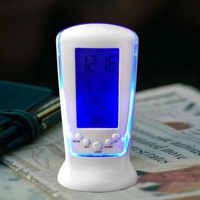 Loomingulised kingitused Mini väike äratuskell LED helendav muusika äratus Vaigista laisk elektrooniline kell temperatuuri äratuskellaga